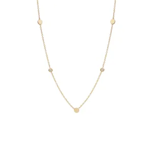 14k 3 itty bitty discs with floating diamonds station necklace
