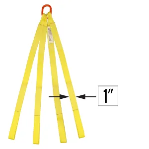 1"x5' (2 ply) Quad Leg Nylon Sling w/ Master Link & Sewn Loop
