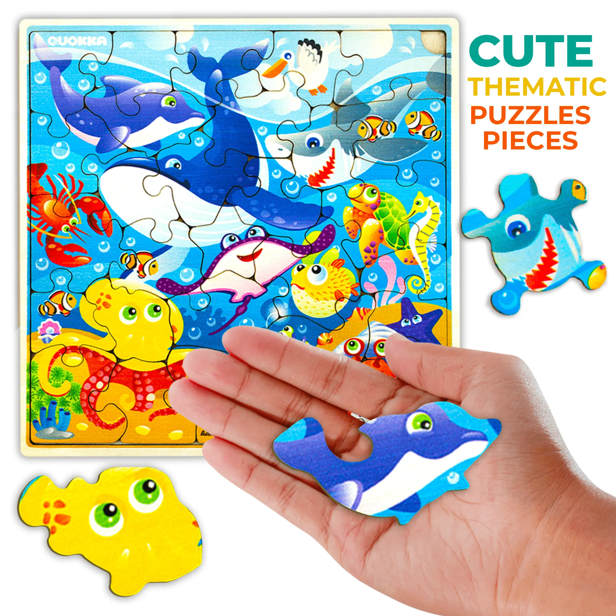 28 Pieces Wooden Puzzles for Kids | Ocean