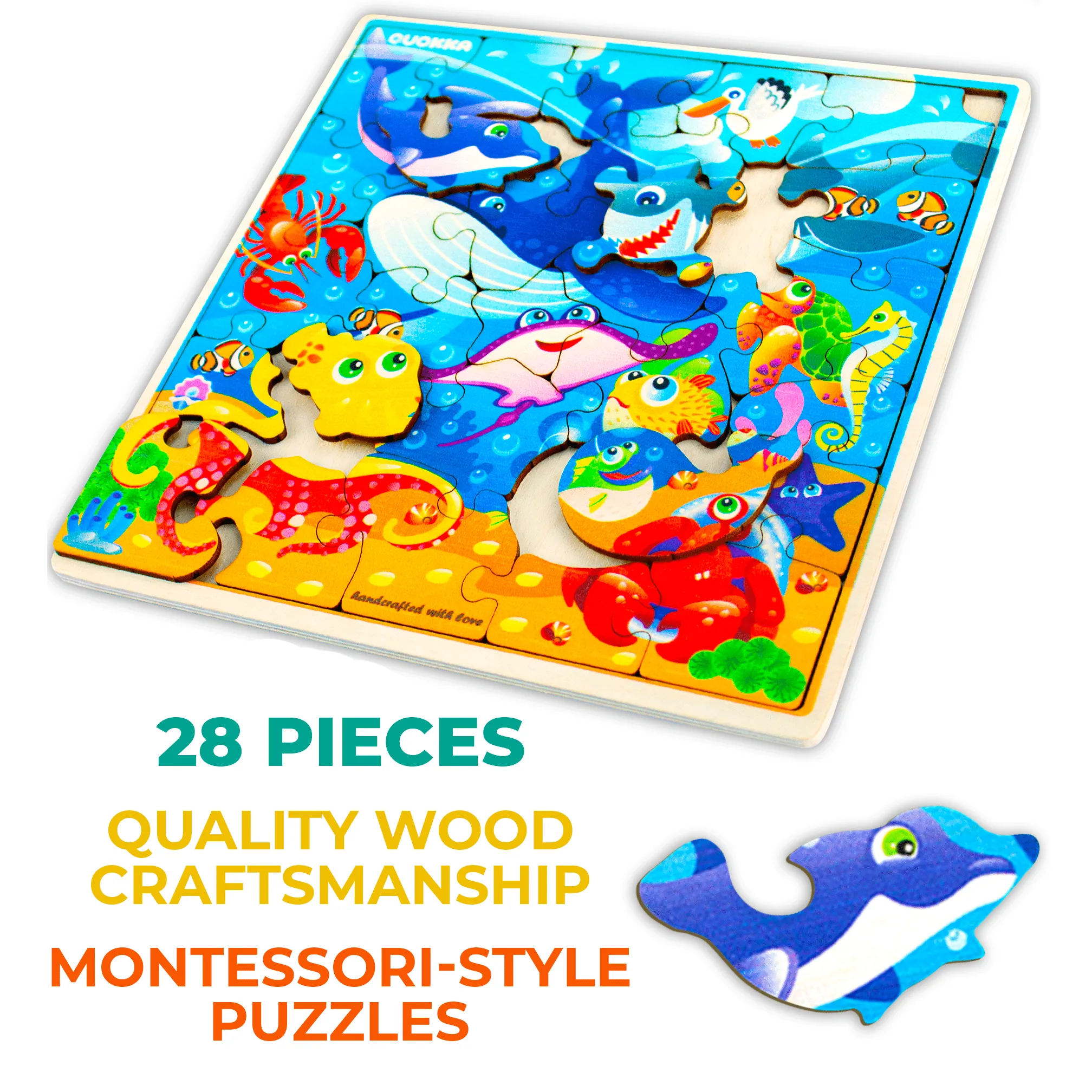 28 Pieces Wooden Puzzles for Kids | Ocean