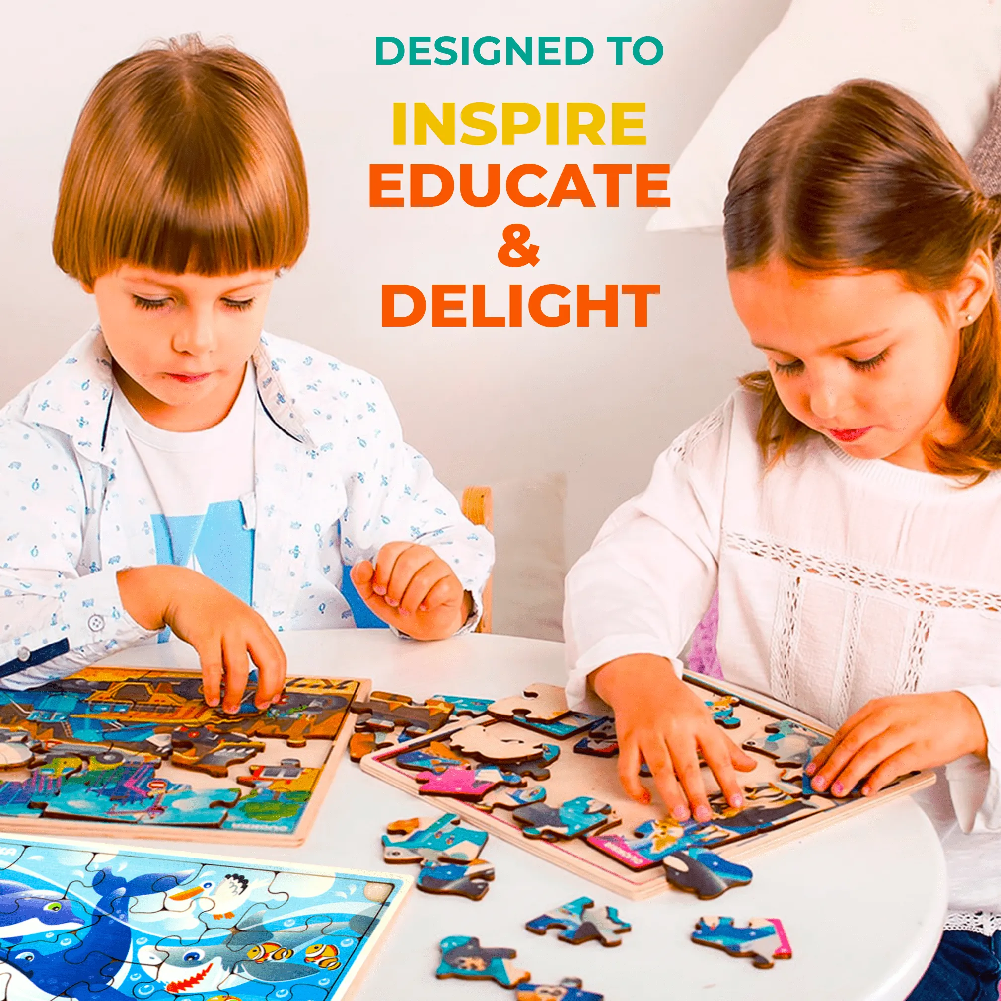 28 Pieces Wooden Puzzles for Kids | Ocean