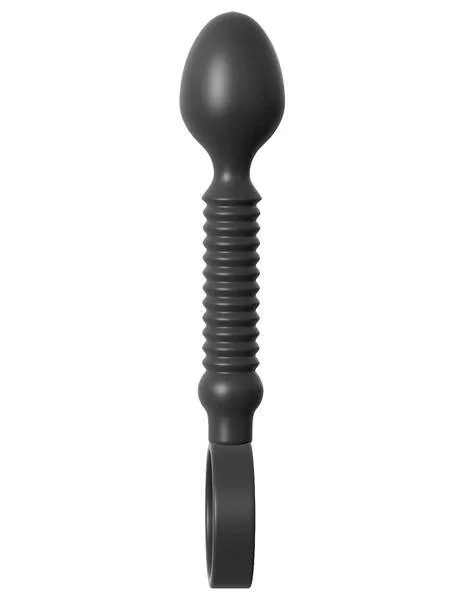 7159P      Ass Teazer Beginner’s Silicone Ribbed Pull Ring Anal Plug - LAST CHANCE - Final Closeout!