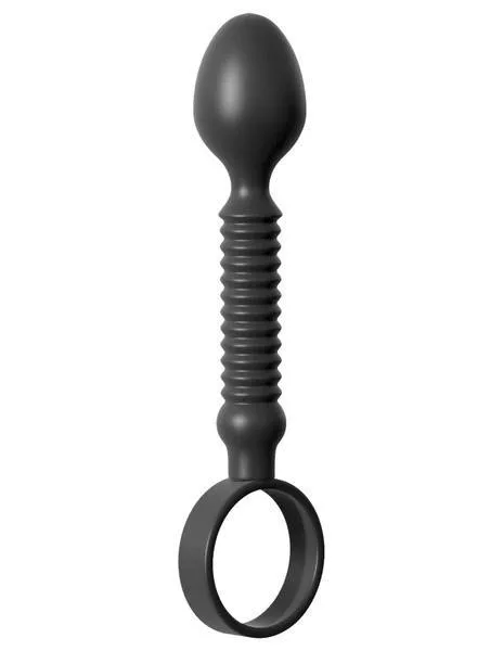 7159P      Ass Teazer Beginner’s Silicone Ribbed Pull Ring Anal Plug - LAST CHANCE - Final Closeout!