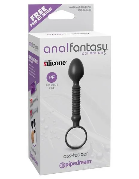7159P      Ass Teazer Beginner’s Silicone Ribbed Pull Ring Anal Plug - LAST CHANCE - Final Closeout!