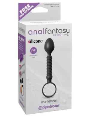7159P      Ass Teazer Beginner’s Silicone Ribbed Pull Ring Anal Plug - LAST CHANCE - Final Closeout!