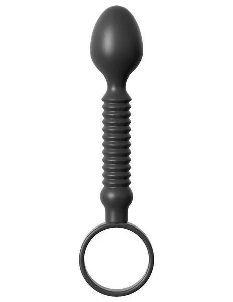 7159P      Ass Teazer Beginner’s Silicone Ribbed Pull Ring Anal Plug - LAST CHANCE - Final Closeout!
