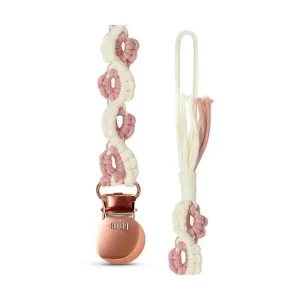 Adora Baby - Macrame Pacifier Clip, Baby Pacifier Holder Leash Boho Wooden Clips, Lily, Rosewood