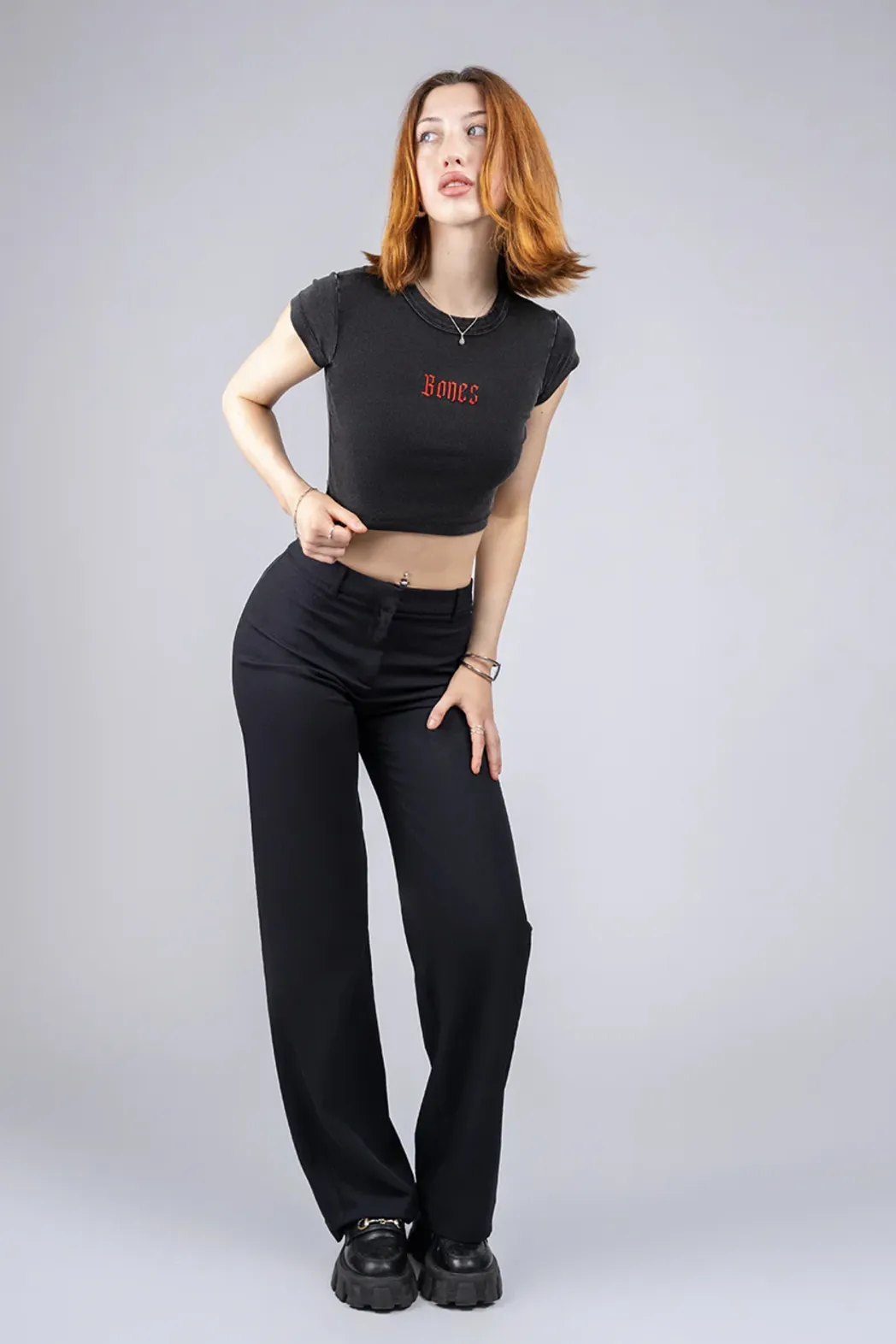 BILLY BONES CLUB GOTHIC BABY TEE -  VINTAGE BLACK