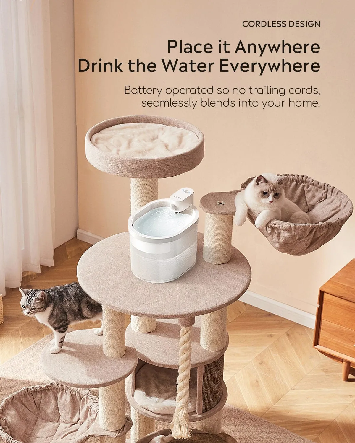 [BOGO] Wireless Cat Water Fountain & Free Cat Wand Toy
