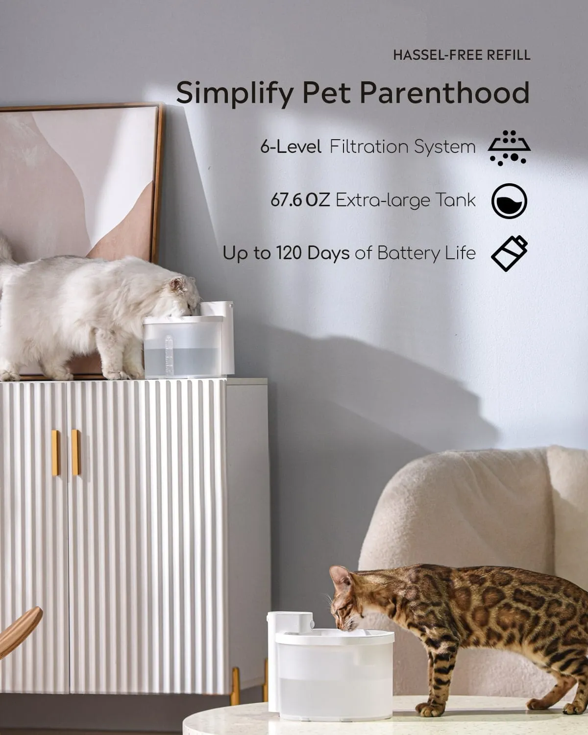 [BOGO] Wireless Cat Water Fountain & Free Cat Wand Toy