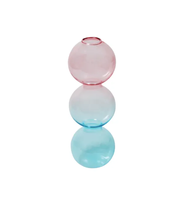 Bubble Shape Glass Vase: Blue / Short 3 Balls