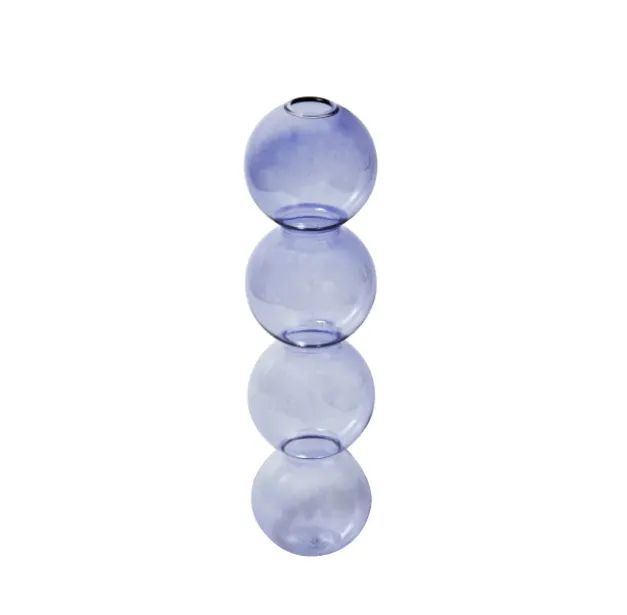 Bubble Shape Glass Vase: Blue / Short 3 Balls