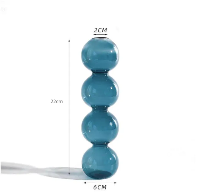 Bubble Shape Glass Vase: Blue / Short 3 Balls