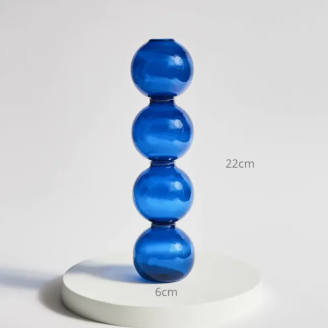 Bubble Shape Glass Vase: Blue / Short 3 Balls