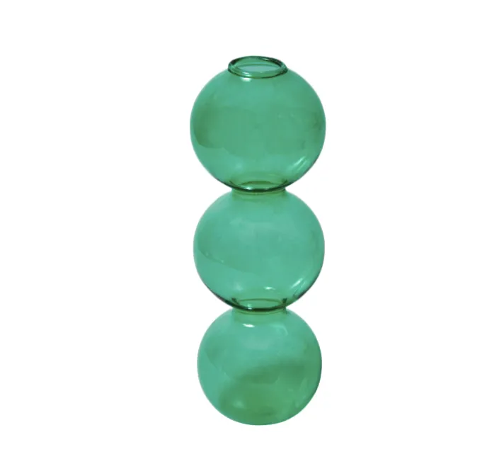 Bubble Shape Glass Vase: Blue / Short 3 Balls