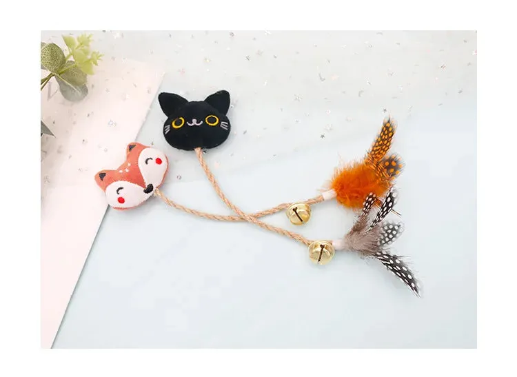 Catnip-Infused Animal-Shaped Cat Toy with Feather and Bell