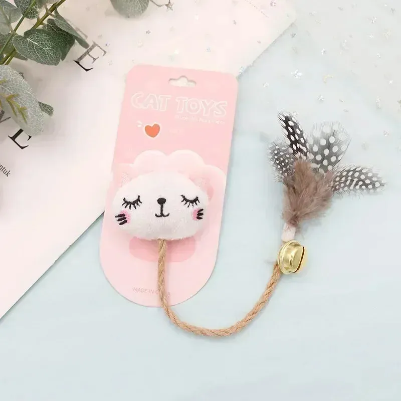 Catnip-Infused Animal-Shaped Cat Toy with Feather and Bell