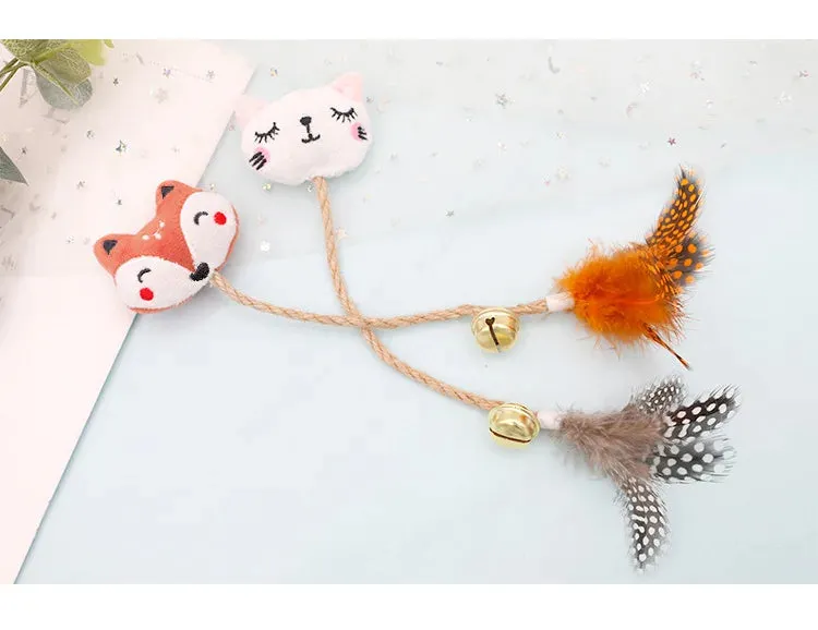 Catnip-Infused Animal-Shaped Cat Toy with Feather and Bell