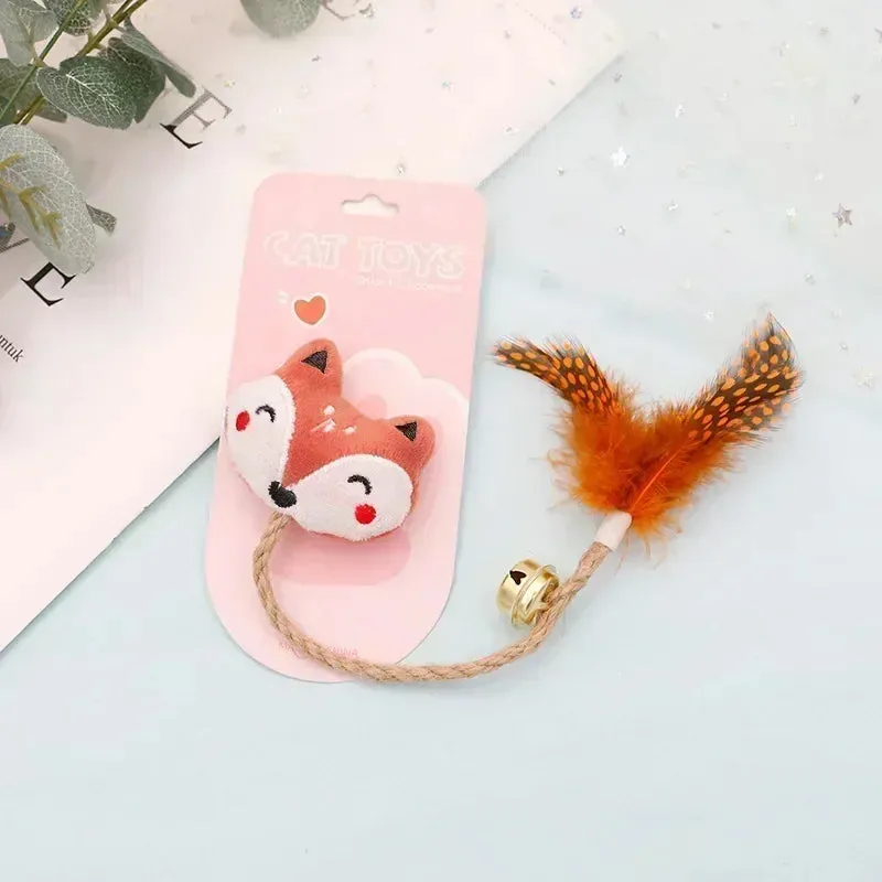 Catnip-Infused Animal-Shaped Cat Toy with Feather and Bell