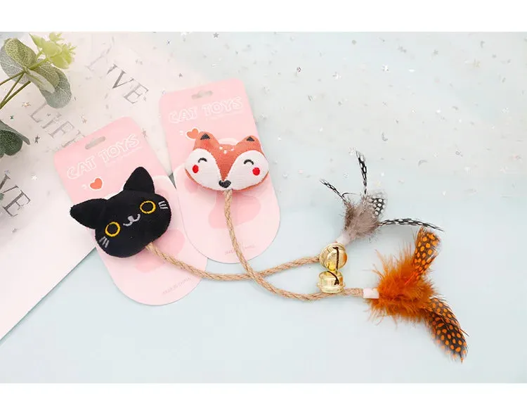 Catnip-Infused Animal-Shaped Cat Toy with Feather and Bell