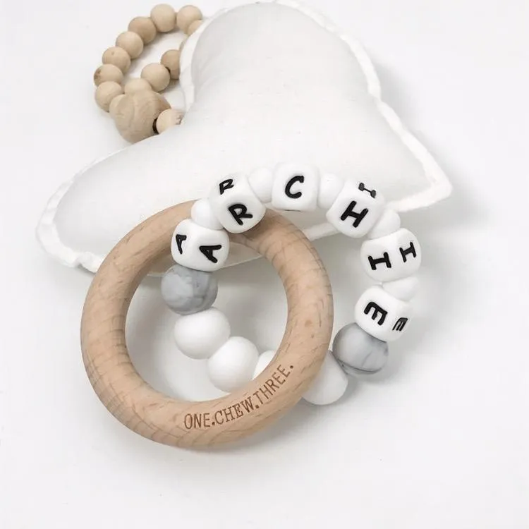 EASTER bundle - Silicone Name teether & BUNNY teething disc