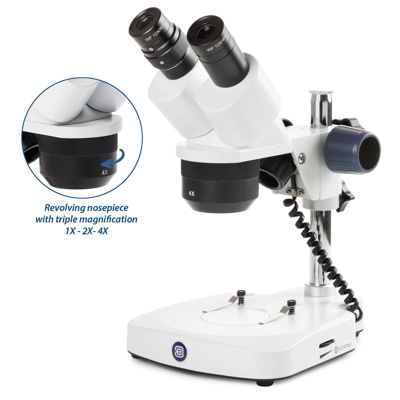 Euromex EduBlue Series Portable Binocular Stereo Microscope on Pillar Stand
