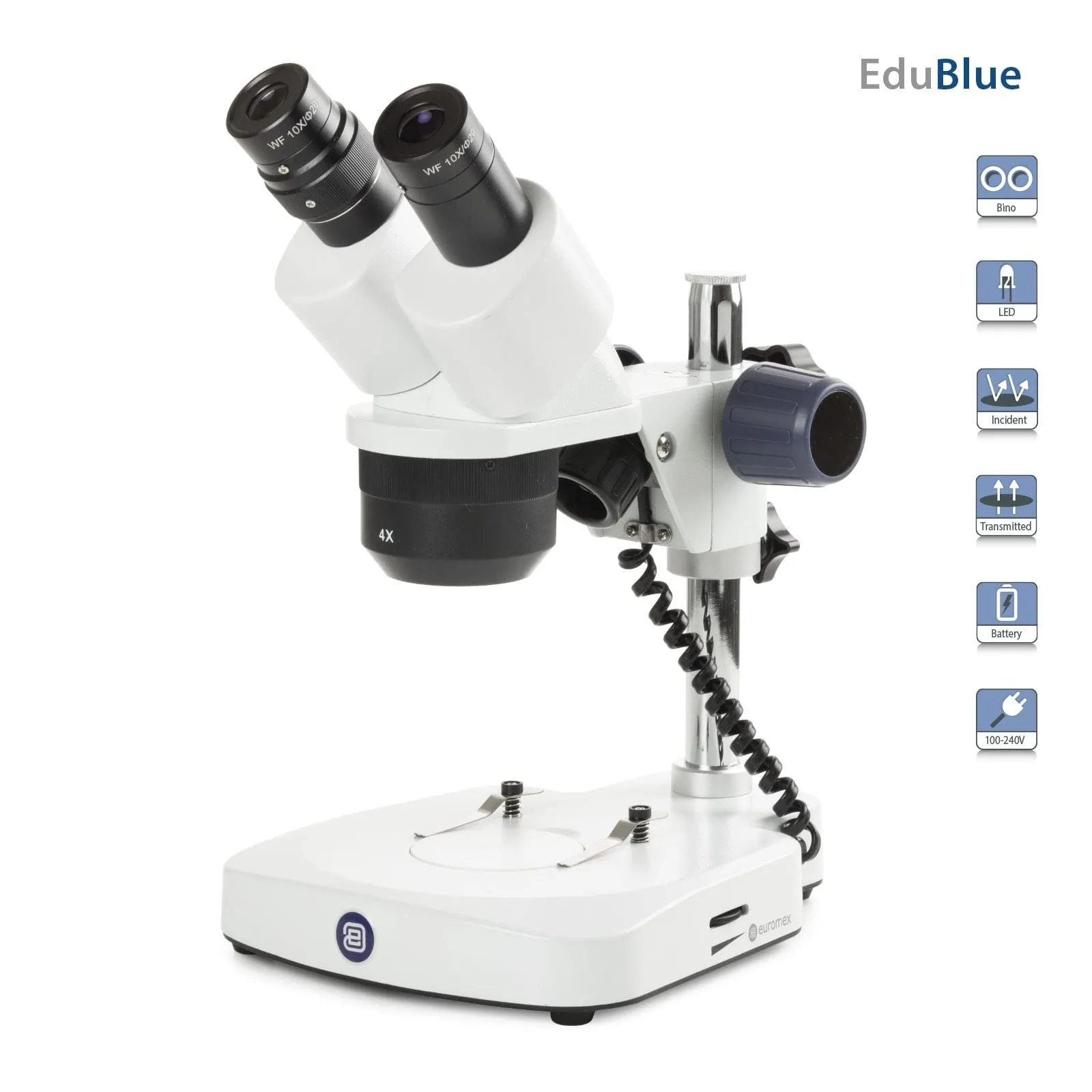 Euromex EduBlue Series Portable Binocular Stereo Microscope on Pillar Stand