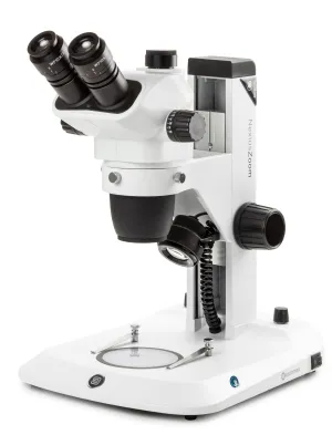 Euromex NexiusZoom Series High-Precision Zoom EVO Trinocular Stereo Microscope 6.5X-55X Magnification on Rack & Pinion Stand with 3W LED Incident & Transmitted Illumination