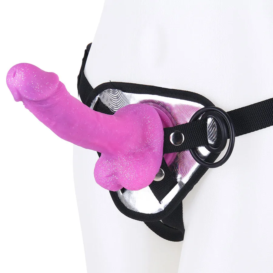 F388 Adjustable Strap-On Harness Kit with 8.3-inch Multicolored Liquid Silicone Dildo