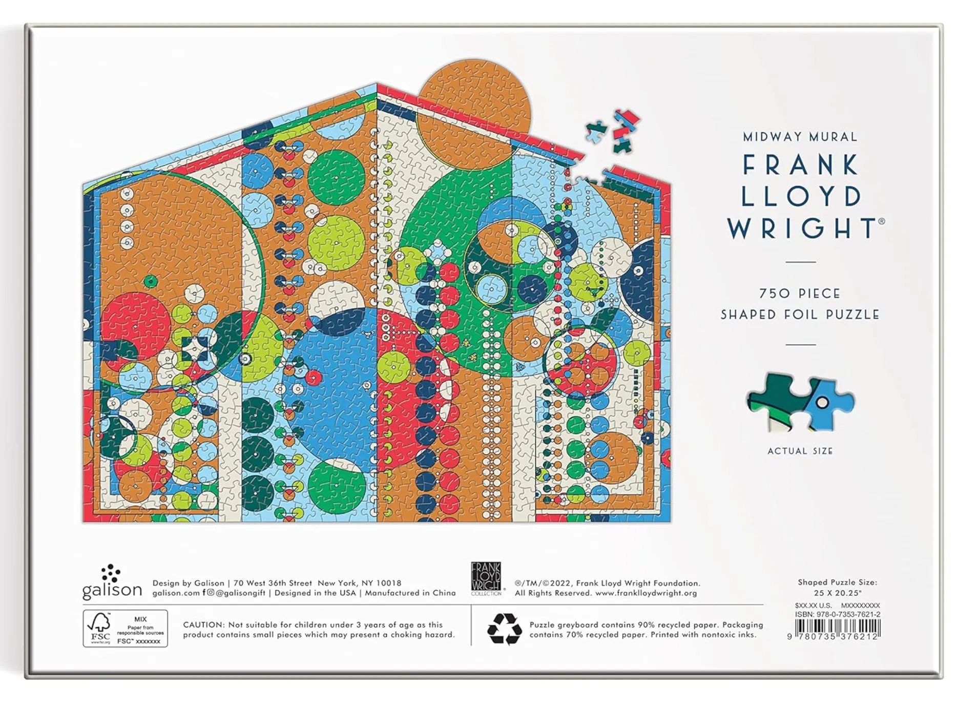 Frank Lloyd Wright Midway Mural 750 Piece Shaped Foil Puzzle