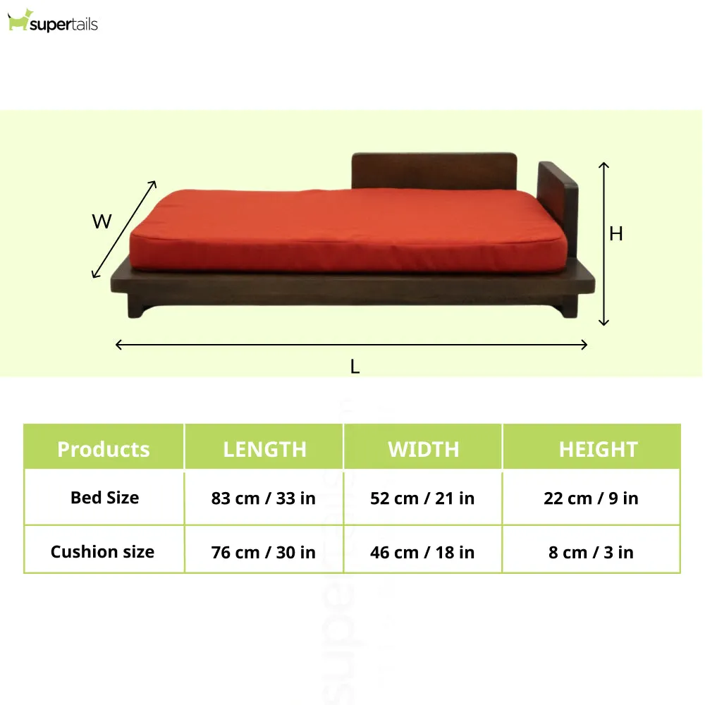 FurryLiving Barkly Bed with Cushion for Dogs (Dark Brown/Red Cushion)
