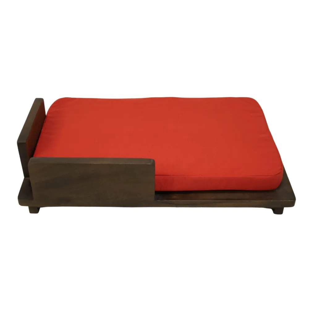 FurryLiving Barkly Bed with Cushion for Dogs (Dark Brown/Red Cushion)