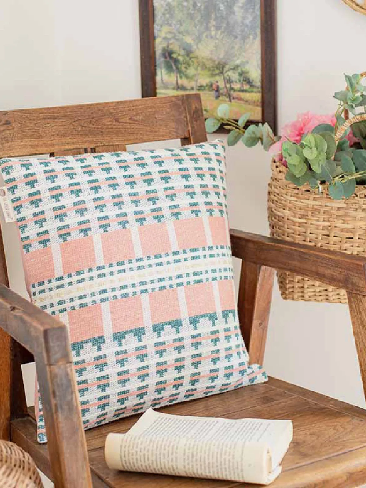 Meraki Spark Cushion Cover Pink And Teal
