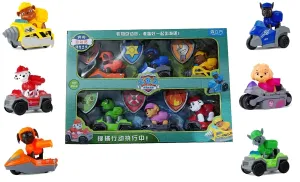 Nizomi Pup Buddies Rescue Team Action Figure Toys Set 6pc with Vehicles Toys, Friction Power Toys, Superhero Set in Best for Return Gift Cake Topper,Baby Shower, 2  Old