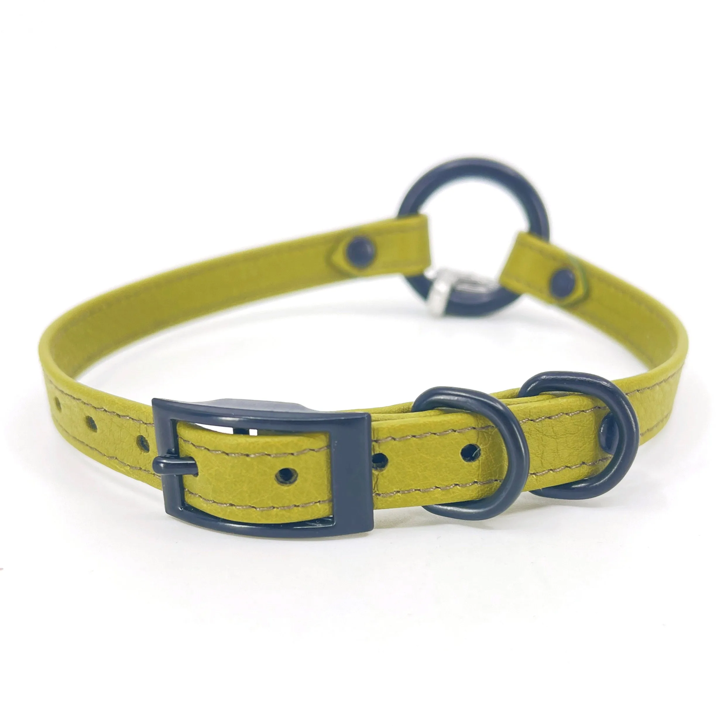 Olive Green Crescent Moon Cat Petite BDSM Collar