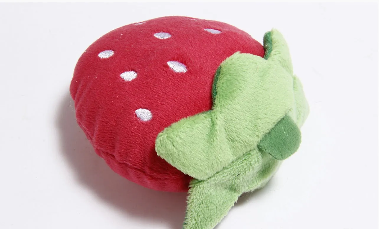 Squeaky Plush Dog Toys, Teeth Grinding & Training - Strawberry