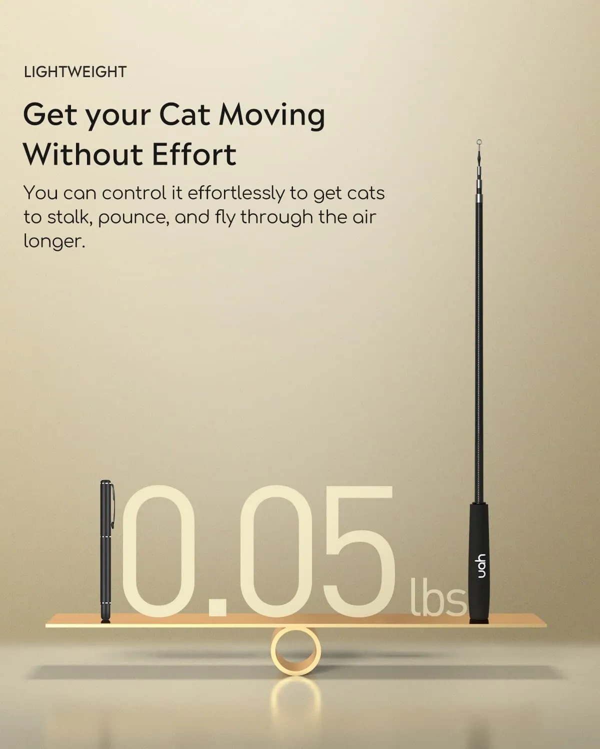 Uah Pet Retractable Cat Wand Toy with 4 Piece Teasers