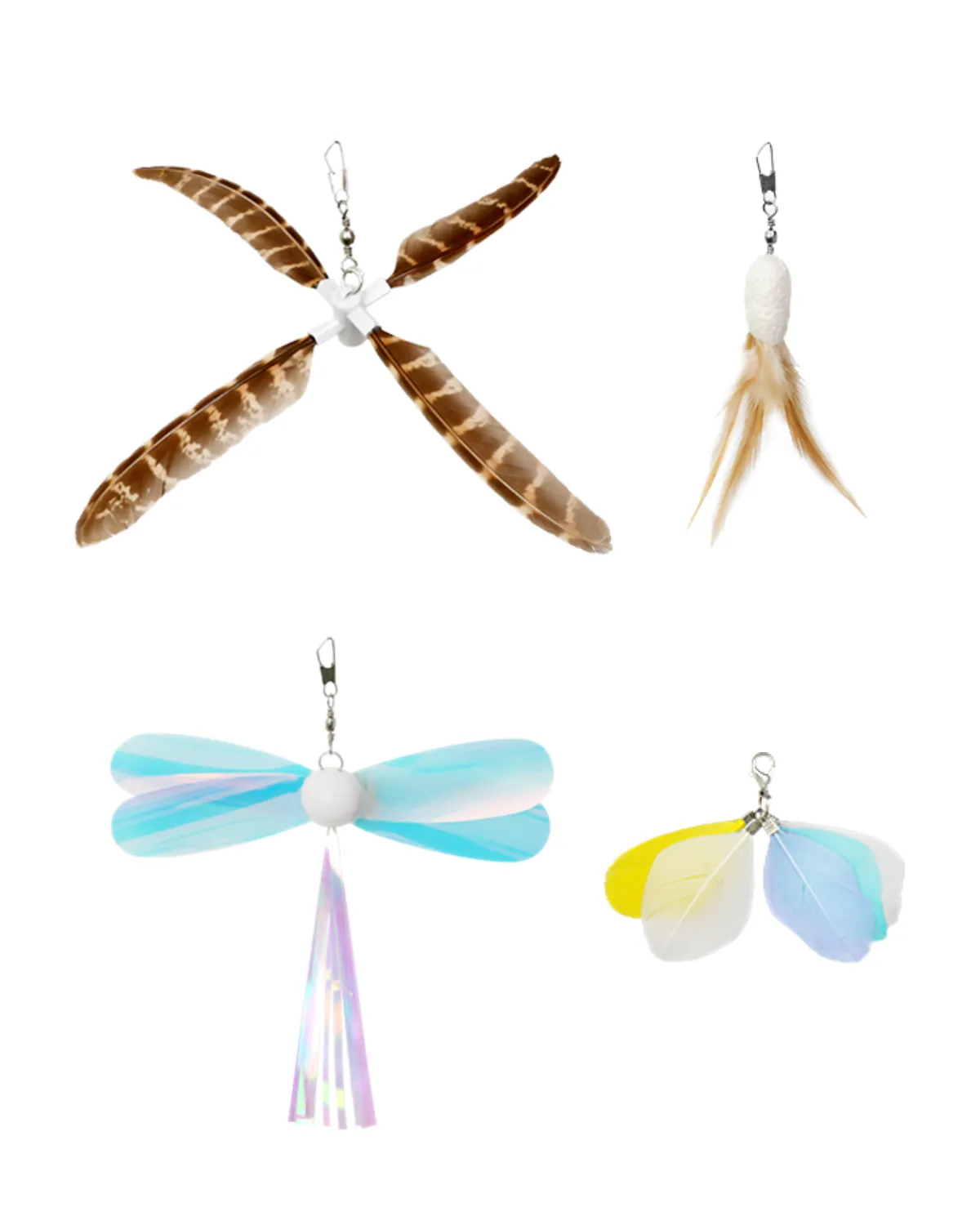 Uah Pet Retractable Cat Wand Toy with 4 Piece Teasers