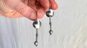 Vintage Silver Rabari Tribal Earrings Rare, Gujarat, India. 0520.