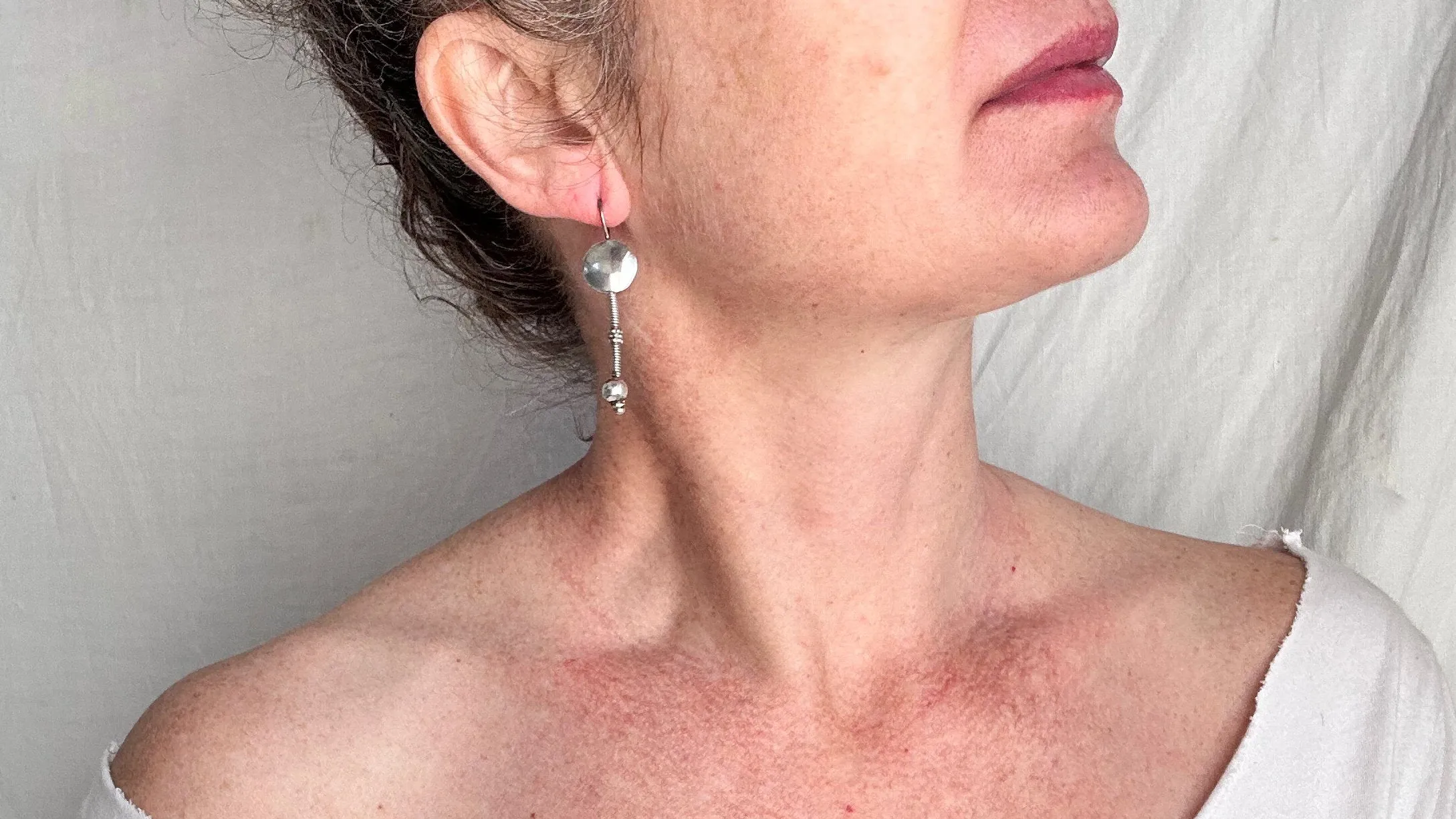 Vintage Silver Rabari Tribal Earrings Rare, Gujarat, India. 0520.
